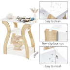 FROMJBEST End Table with Charging Station, Side Table with USB Ports and Outlets, Nightstand, 3 Tier End Table with Storage Shelf for Living Room, Bedroom (White) - color: White