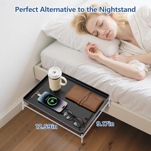 Loft Shelf for Bunk Bed,Dorm Bed Shelf, Clip on Bed Side Table Tray Organizer for Dorm Bed, College Dorm Room Essentials for Girls/Guys, Bedside Tray with Cable Management, Back to School - color: Black