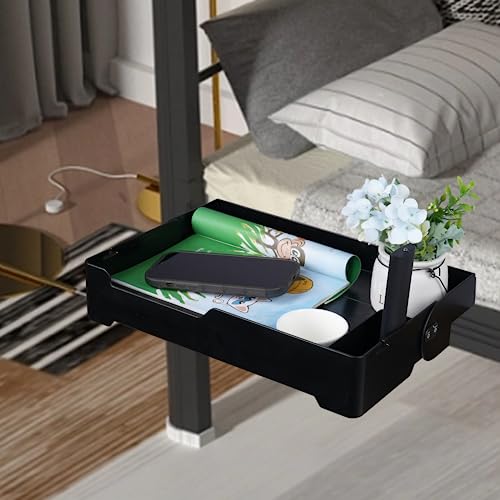 YONGAIJIA YONGJIA Foldable Bedside Shelf, bunk Bed Tray for top bunk, College, Dorm, Bedroom, Kids bunk Bed, Foldable nightstand for Book, iPhone, Kindle, Water Cup (Black)