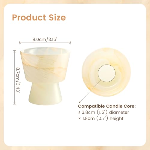 Marble Candle Holder, Empty Tealight Candle Decor Holders, Amber White - color: Amber White