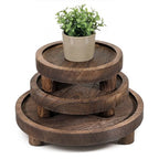 3 PCS Wooden Display Risers for Display, Round Wood Displays Stands, Woods Cake Stand for Party, 5-8 Inch Woods Pedestal Stand with Natural Grain for Candle, Flower and Home Displays(Rustic Brown,8''6''5'')