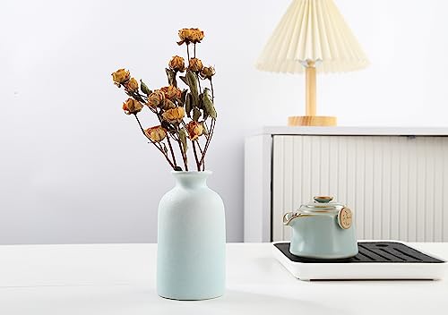 Blue Small Ceramic vase Dry Flower Vases for Home Decor Bohe vase Dried Flowers Home, Living Room,Modern, Minimalist,Centerpieces Office Desk Gift(S Blue) - color: Blue, size: Small