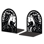 Peacoblue Metal Bookends for Shelves, Modern Decorative Heavy Duty Study Book Support Stoppers for Office, Desk, Shelf, Room 5.3"x4.3"x6.3" Cast Iron Simple Tall Bookends, 1 Pair (Virgo Constellation) - style: Virgo Constellation