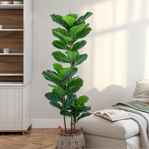 YEPDIN Artificial Fiddle Leaf Fig Tree 5FT Faux Fiddle Leaves Fig Tree Artificial Plants in Pot for Indoor Outdoor Fake Tree Plants - style: 5 FT