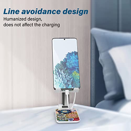 Foldable Desk Phone Holder - Adjustable Angle iPhone & Samsung Smartphone Stand - color: Vintage Flowers