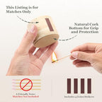 Travertine Match Holder Set of 2 - 2.6x2 Inch Handmade Decorative Matchstick Box with Striker for Fireplace, Candle, Home Decor - Matches Not Included