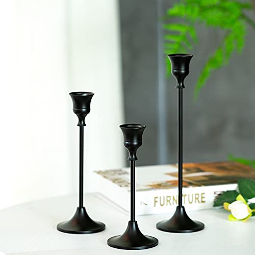 Romadedi Candlestick Holder Matte Black Candle Holder Set of 3 Decorative Candle Holder for Taper Candle for Fireplace Mantel Dinning Table Home Decorations Black 1 Set - size: 1 Set