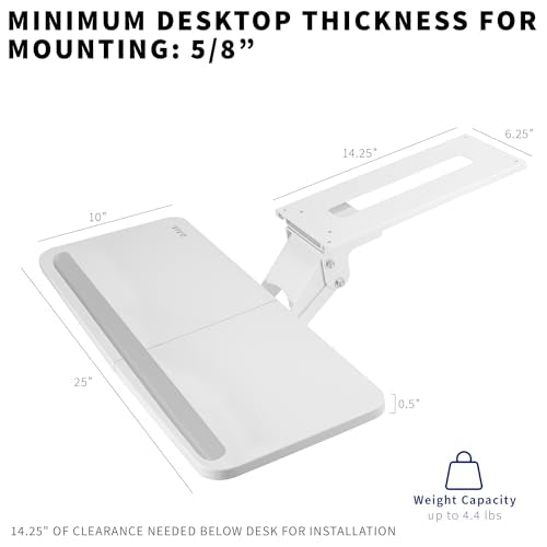VIVO Adjustable 25 x 10 inch Computer Keyboard and Mouse Platform Tray Ergonomic Under Table Desk Mount Drawer Underdesk Shelf, White, MOUNT-KB03W - color: White, size: 25"