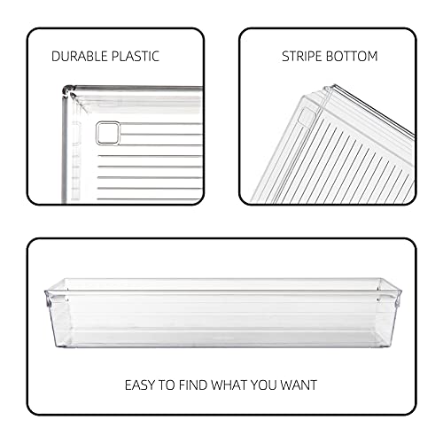 Backerysupply Clear Plastic Drawer Organizer Tray for Vanity Cabinet (6"×6"×2"，Set of 8),Storage Tray for Makeup, Kitchen Utensils, Jewelries, and Gadgets… - size: 6 in x 6 in x 2 in