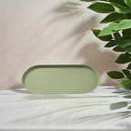 Green Silicone Vanity Tray, 8.66x3.94 Inch Oval Food-Grade Counter Organizer, Dishwasher Safe Scratch-Proof Storage Tray for Jewelry Makeup Bathroom Desk - color: Green