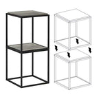 Furinno Moretti Cube Modern Stackable End Table Shelf, French Oak Grey - color: French Oak Grey, size: Stackable Metal Frame