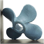 Deco 79 Metal Boat Decorative Bookends Distressed Propeller Non Skid Bookends with Brown L-Shaped Stands, Set of 2 Office Bookends6 W, 7" H, Teal