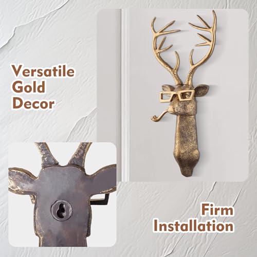 UITWMKTG Gold Animal Head Wall Decor Wall Sculpture Home Decor Statue for Living Room Office Bedroom Modern Decor for Men Women Deer - color: Deer