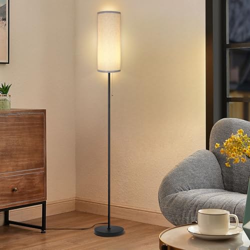 Floor Lamp for Living Room, Modern Standing Lamps with Lampshade, Minimalist Tall Lamp with Chain Switch for Living Room, LED Bulb Included (Gray Shade) - color: Gray Shade