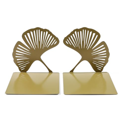 Ginkgo Leaf Metal Bookend, Botanical Leaf Veins Heavy Duty Book Stand, Home and Office Bookshelf Decorative End of The Book (Big Ginkgo Leaf) - color: Big Ginkgo Leaf