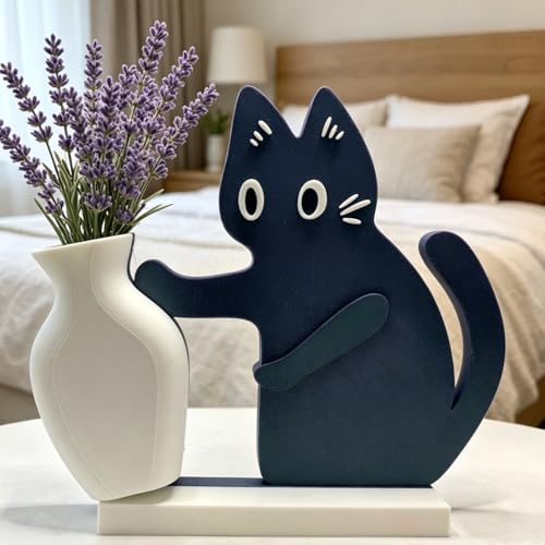 Cat Push Flower Vase for Home Decor Cute Vases for Table Room Decor Unique Lollipop Vases for Women (Big Galaxy Blue White) - size: Big Galaxy Blue White