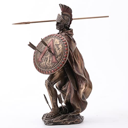 VERONESE DESIGN 8.5" Tall King Leonidas Greek Warrior of Sparta Cold Cast Bronzed Resin Sculpture Statue - size: 8.5inch