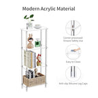 Clear Acrylic Narrow Side Table for Small Spaces, 15.75" L x 7.87" W x 38.7" H, 4 Tier Rectangle Slim End Table Nightstand, Small Mini Skinny Bedside Table for Bedroom, Bathroom, Living Room - size: 4 Tier 1-Pack