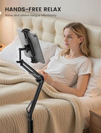 Lamicall Tablet Floor Stand Holder - [55" Height Adjustable][ Flexible Arm] 5lb Base Tablet Holder, Multi Angle Bed Mount Gifts for 4.7-13" Devices, iPad Pro Air, Tabs, E-Readers, Kindle Accessories