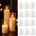 72 PCS White Pillar Candles with Glass Candle Holders Clear Hurricane Candle Holders Glass Cylinder Vases for Centerpieces Wedding Party, Event, Home Office (36 Candles+36 Candle Hoders) - style: 72 PCS White