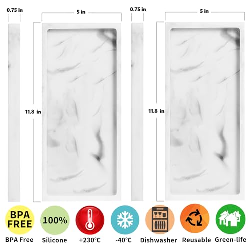 2 Packs Silicone Bathroom Vanity Tray Large 11.8" ＆ Large 11.8" Set - Rectangle Shatterproof Flexible Bathroom Tray for Soap Dispenser, Tissues, Candles, Towel, Plant, Perfume Key - color: White 11.8" & 11.8"