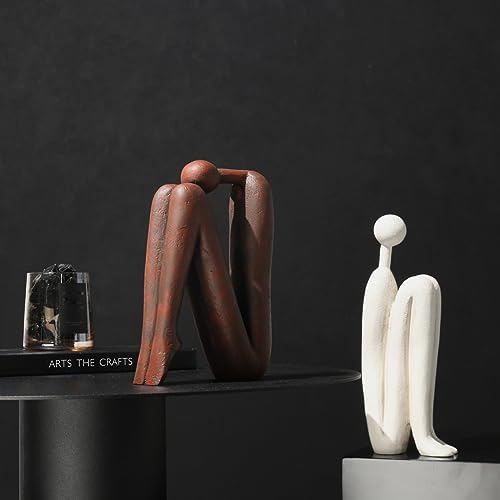 Decorative Bookends for Heavy Books, Thinker Statue Book Holders for Shelves & Office Desk, Abstract Decor Aesthetic Book Ends Stoppers, Modern Bookshelf Decoration - style: Thinkers