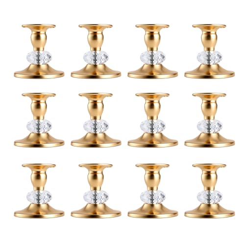 Candlestick Holders Taper Candle Holders, Candle Stick Candle Holder for Table Centerpiece, Wedding Reception, Festive Christmas Mantel Decoration or Home Decor(Golden, 6 Sets(12 Pcs)) - color: Golden, size: 6 Sets(12 Pcs)