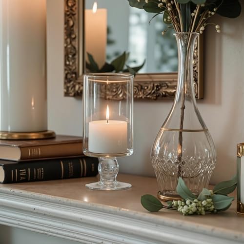 3 Pcs Wedding Glass Candle Holder - 6" 8" 9" Clear Hurricane Stemmed Terrarium Pillar Candle Floating Tealights Flower Vase Centerpiece Holiday Decoration for Home Party