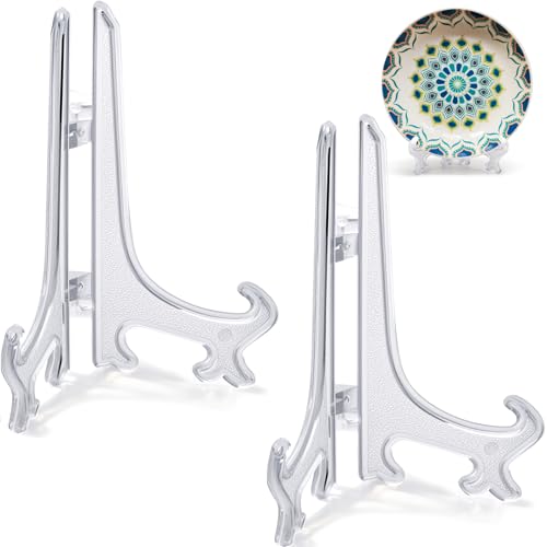 5 Inch Clear Acrylic Book Stand Holder 2pcs Display Easel for Cookbooks Table Numbers Photo Frames Office Desk Decor Foldable Plate Display Stands - color: Clear, size: 5inch