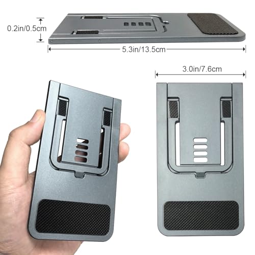 POQOD Ultrathin Cell Phone Stand for Desk, Fully Foldable Phone Holder for Desk Compatible with iPhone 16 15 14 13 12 11, Nintendo Switch, All Phones, (Grey) - color: Grey-Ultrathin
