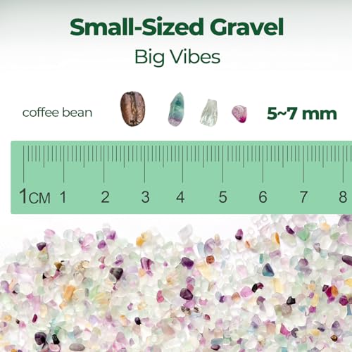 T4U Crystal Chips Stone Crushed Quartz Glass 1LB - Fluorite Tumbled Gravel Small Decorative Pebbles Bulk, Mini Polished Rocks Pieces for Crafts, Vases Filler, Succulent Plants, Aquarium Gravel Rocks - color: #4 - Fluorite, size: 1 LB