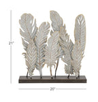 Deco 79 Metal Bird Decorative Sculpture Feathers Home Decor Statue, Accent Figurine 20" x 5" x 21", Gray