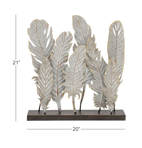Deco 79 Metal Bird Decorative Sculpture Feathers Home Decor Statue, Accent Figurine 20" x 5" x 21", Gray