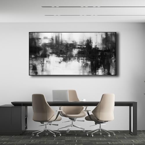 Abstract Wall Art Small Size Framed Home Artwork Decor Black and White Modern Minimalist Canvas Painting Living Room Decor for Bedroom Office Wall Decor 20"x40" - color: Black, size: 40"L x 20"W
