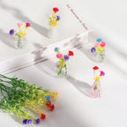 5 Pack Mini Vase Magnets for Fridge, Mini Glass Vase Magnets,3D Tiny Pot Vases Magnet for Kitchen Refrigerator Locker Office Decoration with Artificial Flowers - size: Style B-5pcs