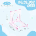 uxcell 20 Pack Book Display Stands, 2" Adjustable Display Holder Mini Clear Easel Collector Stand for Displaying Comics, Magazines, Postcards, Art works, DVDs, Medals, Pink - color: Pink