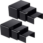 Chuangdi 2 Sets Acrylic Display Risers, Product Stand, Jewelry Display Riser Shelf Showcase Fixtures for Dessert Cupcake Candy Figure Treat Action Showcase(Black,Small Set) - color: Black, size: Small Set