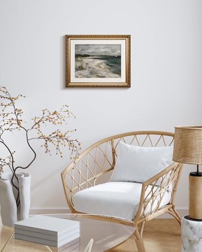 InSimSea Retro Gold Framed Wall Art, Home Room Coastal Storm Clouds Vintage Wall Decor, Canvas Print Artwork, Farmhouse Country Decor, Antique Picture Frame Landscape Paintings, 13x16 Inch - color: Storm Clouds, size: 16"L x 13"W