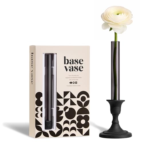 Base Vase (3-Pack) - The Bud Vase that Fits in Taper Candle Holders | Create Floral Arrangements for Tablescapes, Centerpieces, Weddings and Home Decor (Black) - color: Black