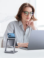 UGREEN Phone Stand for Desk Cell Phone Holder Adjustable Compatible with iPhone 17 Air/16/15/14/13 Pro Max/12 Mini/11/XS Max/XR/X/Nintendo Switch, Aluminum Metal Desktop Stand Portable, Space Grey