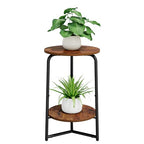 YINMIT Plant Stand Indoor, 2 Tier Small Plant Stand, Metal Wood Plant Shelf Holder, Corner Flower Pot Stands for Balcony Garden Patio Living Room, Rustic Brown Flower Stand for Indoor Plants