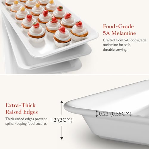 Extra Large 3-Tier Melamine Serving Tray Set and Cupcake Stand for Party Events, 17" Platters with Tiered Stand, Holds 63 Cupcakes, Food, Dessert, and Fruit – Black - color: Black, size: 17" x 8.7"