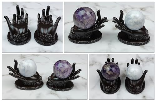 Left-Right Hand Crystal Ball Stand Sphere Display, Natural Healing Feng Shui Glass Orb Holder Base Statue Decoration, for 30mm-60mm Sphere - style: Left-right Hand