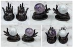 Left-Right Hand Crystal Ball Stand Sphere Display, Natural Healing Feng Shui Glass Orb Holder Base Statue Decoration, for 30mm-60mm Sphere - style: Left-right Hand