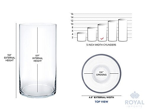 Royal Imports Flower Vase Acrylic Cylinder - Decorative Centerpiece for Home or Wedding - Non Breakable Plastic, 5"X10" Tall Round - Clear - size: 5" x 10" - Single Vase
