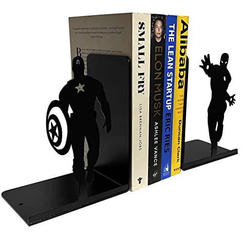 Superhero Bookends | Decorative Bookends for Shelves | Non-Skid Book Holders for Shelves, Table | Unique Home/Office Decor | Heavy Bookends| Metal Book Ends| 7x5.5x4 Inches Each - size: 7 x 5.5 x 4 inches | 2.5 pounds