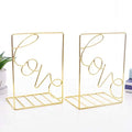 Creative Minimalist Style Bookends Metal Adjustable Books Holder Stand Book Rack Desk Bookend - Love, Gold - color: Love, Gold