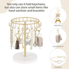 Dahey Keychain Display Stand for Vendor, Metal Bracelet Holder Organizer Hand Sanitizer Keychain Display with 22 Hooks Storage Keychains Bracelet for Study Desk Entryway Decor, Gold