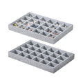 Stackable Jewelry Organizer Tray For Drawers,White Leather Small Earring Storage Tray,Bracelet And Necklace Display Box,Jewelry Ring Display Case (Gray White 24 Grids) - style: Gray White 24 Grids