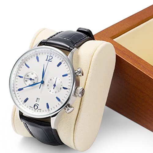 Oirlv Solid Wood Single Watch Display Stand Showcase Jewelry Stand Watch Holder with Pillow(Square Single, Creamy-white) - color: Creamy-white, size: Square Single